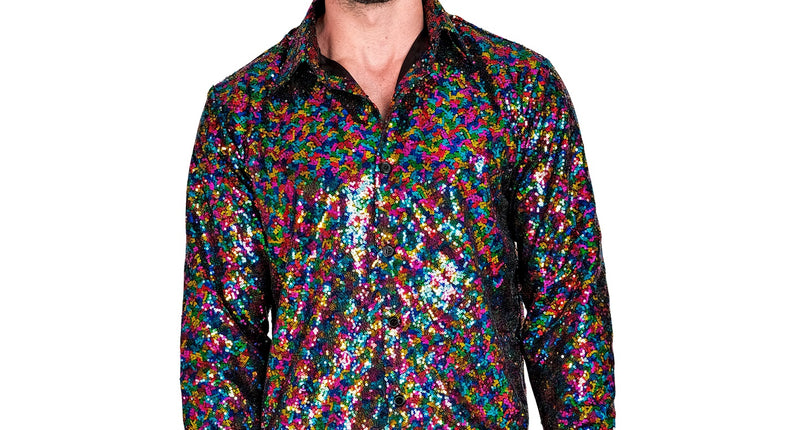 e-carnavalskleding-SYK Paillettenshirt heren Marco meerkleurig