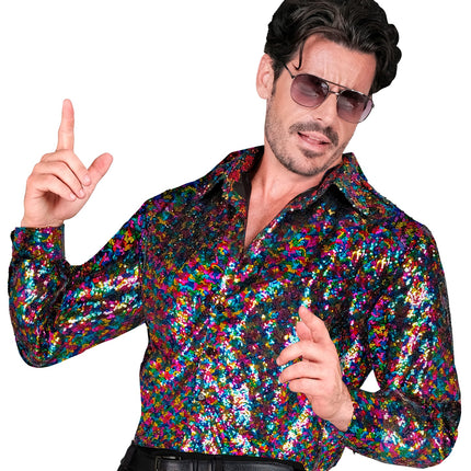 e-carnavalskleding-SYK Paillettenshirt heren Marco meerkleurig