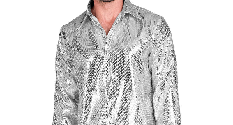 e-carnavalskleding-SYK Paillettenshirt heren Marco zilver