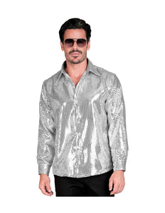 e-carnavalskleding-SYK Paillettenshirt heren Marco zilver
