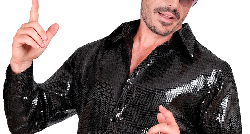 e-carnavalskleding-SYK Paillettenshirt heren Marco zwart