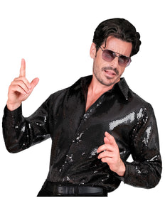 e-carnavalskleding-SYK Paillettenshirt heren Marco zwart