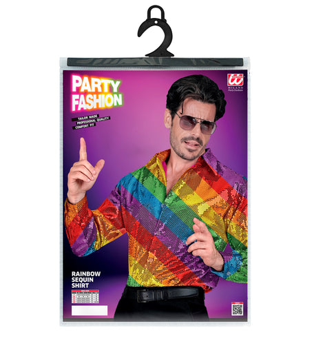 e-carnavalskleding-SYK Paillettenshirt heren regenboog