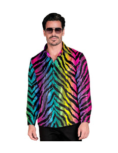 e-carnavalskleding-SYK Paillettenshirt heren tijger print