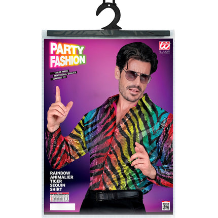 e-carnavalskleding-SYK Paillettenshirt heren tijger print