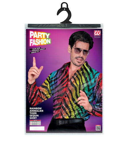 e-carnavalskleding-SYK Paillettenshirt heren tijger print