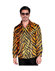 e-carnavalskleding-SYK Paillettenshirt heren tijger print