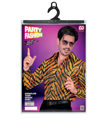 e-carnavalskleding-SYK Paillettenshirt heren tijger print