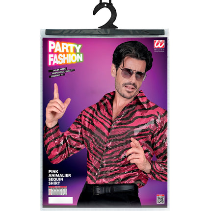 e-carnavalskleding-SYK Paillettenshirt heren zebraprint roze