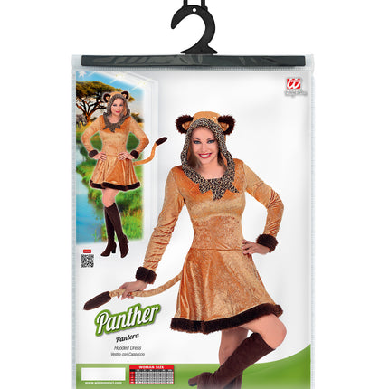 e-carnavalskleding-SYK Panter jurkje bruin voor dames