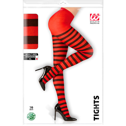 e-carnavalskleding-SYK Panty rood zwart gestreept dames