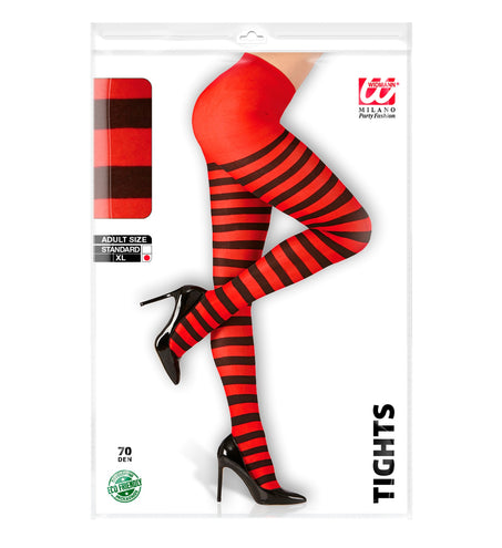 e-carnavalskleding-SYK Panty rood zwart gestreept dames