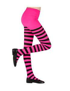 e-carnavalskleding-SYK Panty roze zwart gestreept kind