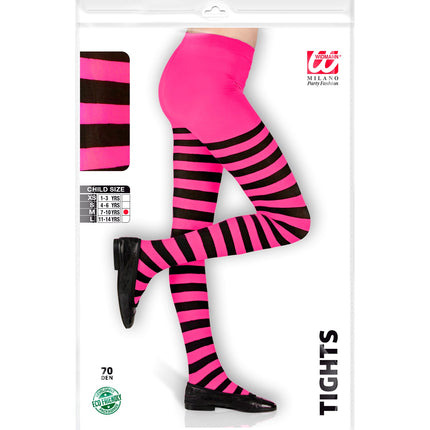 e-carnavalskleding-SYK Panty roze zwart gestreept kind