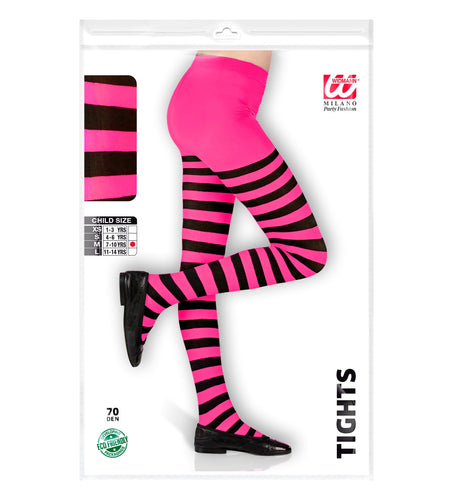 e-carnavalskleding-SYK Panty roze zwart gestreept kind