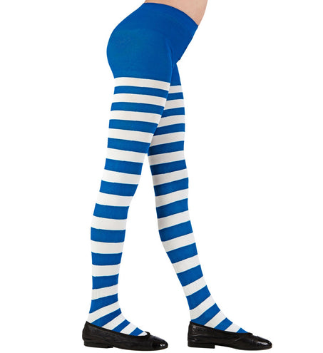 e-carnavalskleding-SYK Panty wit blauw gestreept kind