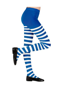 e-carnavalskleding-SYK Panty wit blauw gestreept kind