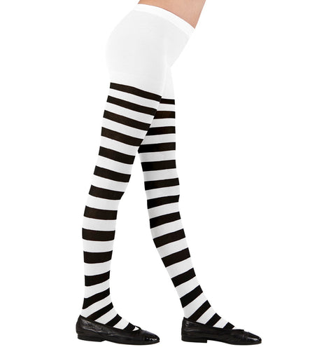 e-carnavalskleding-SYK Panty wit zwart gestreept kind