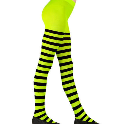 e-carnavalskleding-SYK Panty zwart groen gestreept kinderen