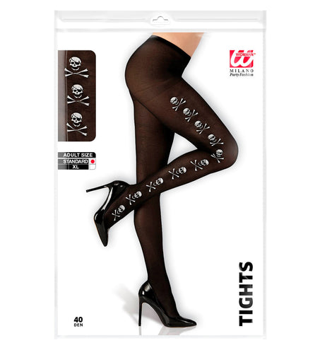 e-carnavalskleding-SYK panty zwart met skelet en botten