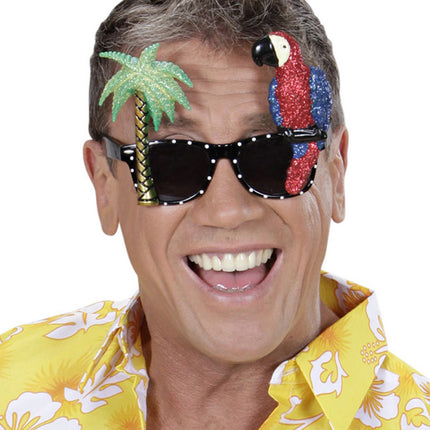 e-carnavalskleding-SYK Papegaai bril met palmboom Hawaii