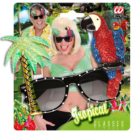 e-carnavalskleding-SYK Papegaai bril met palmboom Hawaii