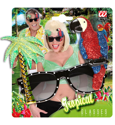 e-carnavalskleding-SYK Papegaai bril met palmboom Hawaii
