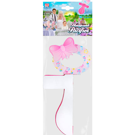 e-carnavalskleding-SYK Papieren roze fopspeen voor Baby shower