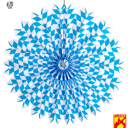 e-carnavalskleding-SYK Papieren Waaier Wit/Blauw Bv