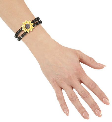 e-carnavalskleding-SYK Parel armband hippie met bloem