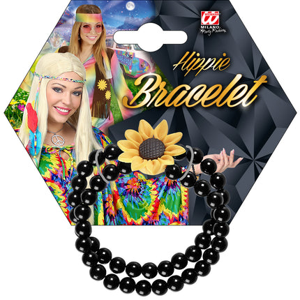 e-carnavalskleding-SYK Parel armband hippie met bloem