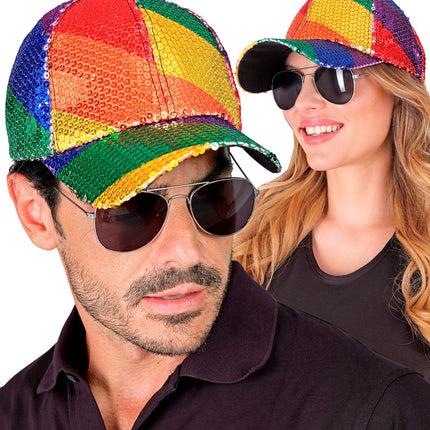 e-carnavalskleding-SYK Pet pailletten regenboog