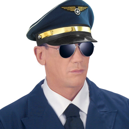 e-carnavalskleding-SYK Pilotenhoed blauw