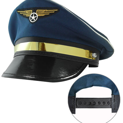 e-carnavalskleding-SYK Pilotenhoed blauw