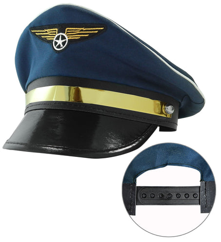 e-carnavalskleding-SYK Pilotenhoed blauw