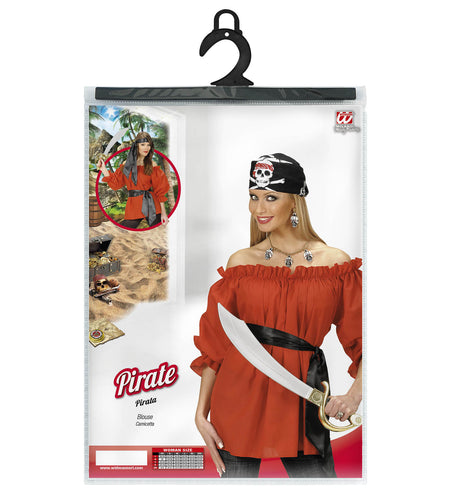 e-carnavalskleding-SYK Piraten blouse rood dames