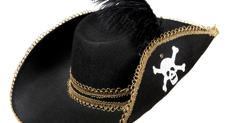 e-carnavalskleding-SYK Piratenhoed dames met schedel en veren