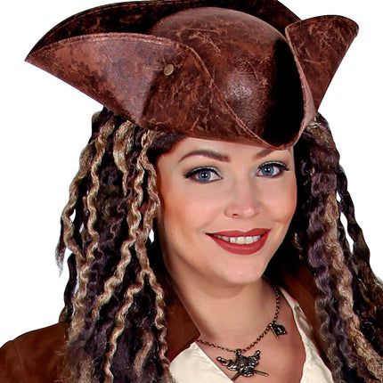 e-carnavalskleding-SYK Piratenhoed driesteek bruin