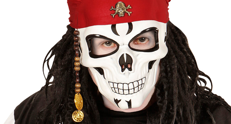 e-carnavalskleding-SYK Piratenschedel masker met haar