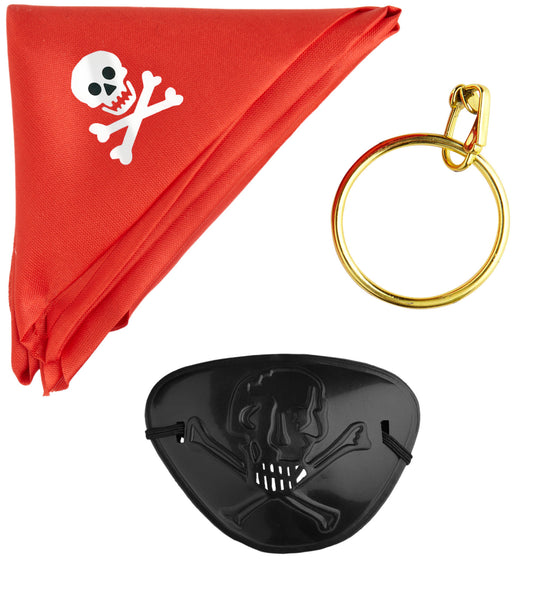e-carnavalskleding-SYK Piratensetje ooglapje bandana en oorbel