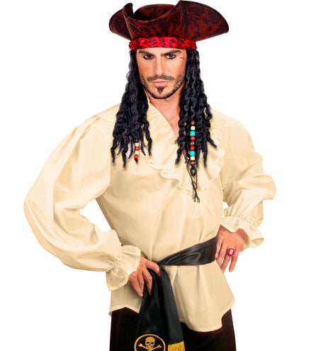 e-carnavalskleding-SYK Piratenshirt beige boeren shirt