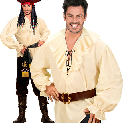 e-carnavalskleding-SYK Piratenshirt beige boeren shirt
