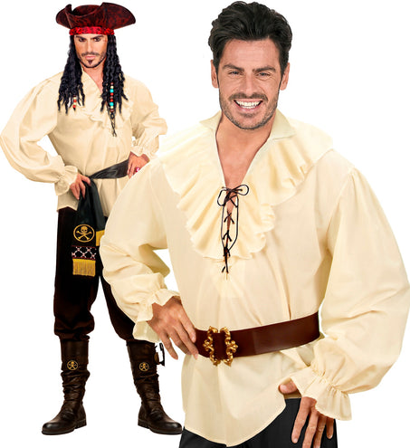 e-carnavalskleding-SYK Piratenshirt beige boeren shirt