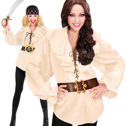 e-carnavalskleding-SYK Piratenshirt dames beige