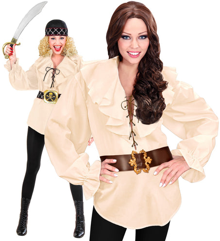 e-carnavalskleding-SYK Piratenshirt dames beige