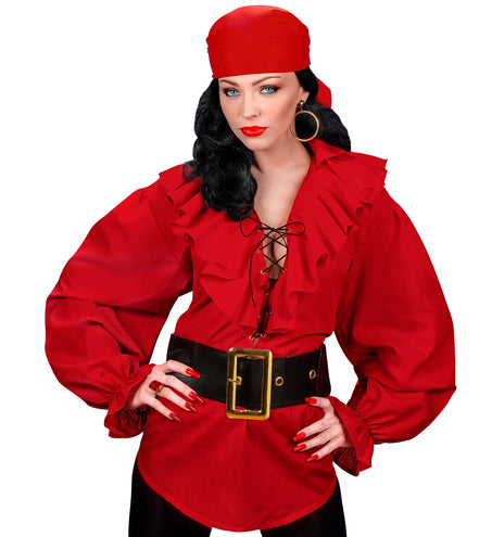 e-carnavalskleding-SYK Piratenshirt dames rood