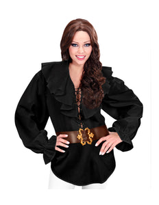 e-carnavalskleding-SYK Piratenshirt dames zwart