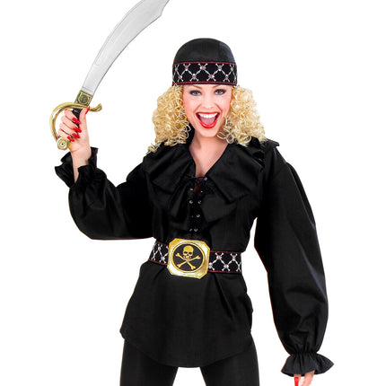 e-carnavalskleding-SYK Piratenshirt dames zwart