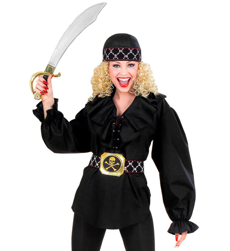 e-carnavalskleding-SYK Piratenshirt dames zwart