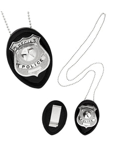 e-carnavalskleding-SYK Politie badge met clip en ketting